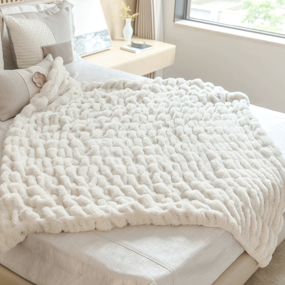 Beautiful RUCHED Faux Fur Throw