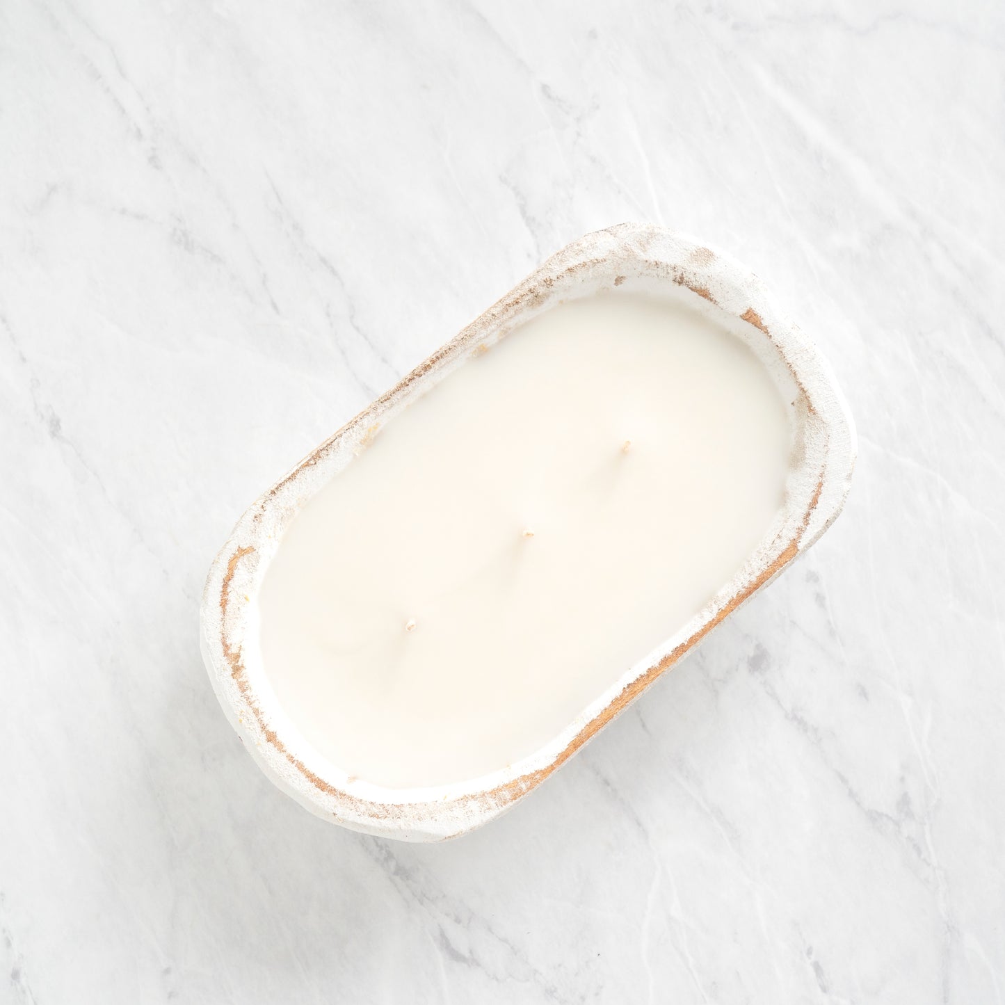 Rustic Wooden Bowl Candle- White
