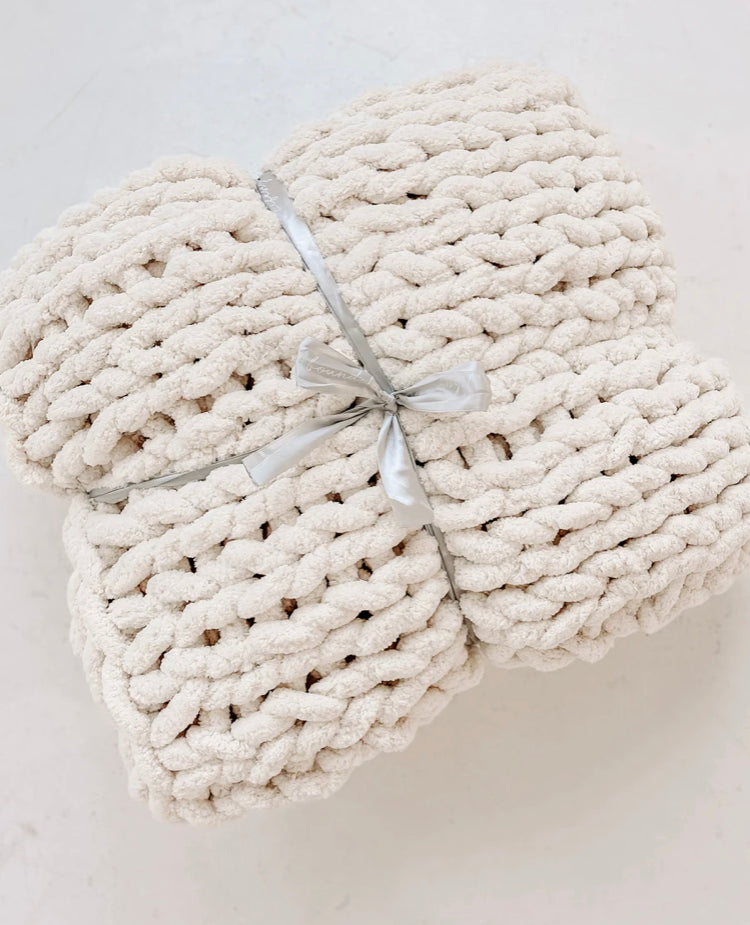 Chunky Knit Throw- Multiple Colors